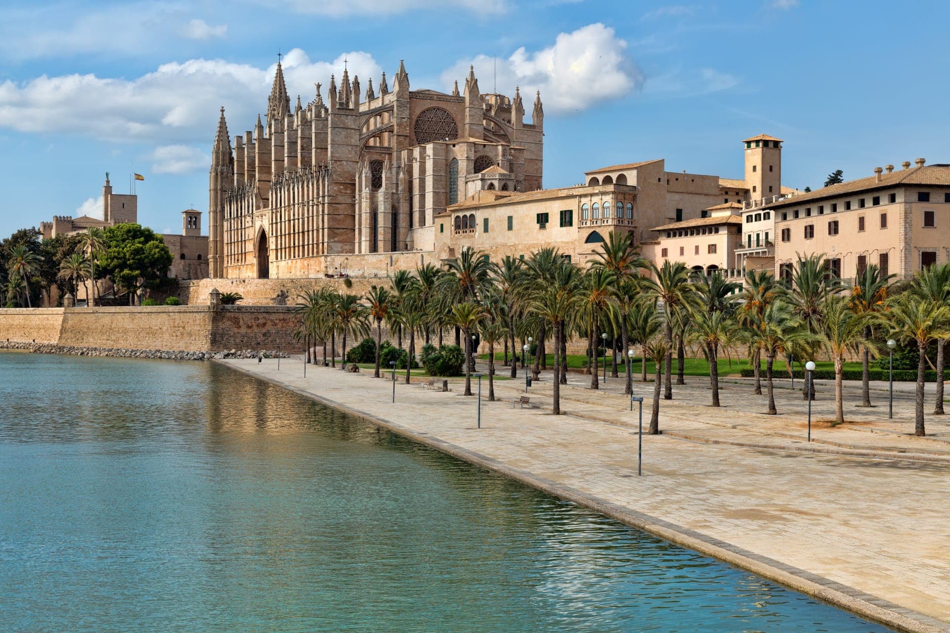 Die Kathedrale La Seu von Palma de Mallorca am Hafen